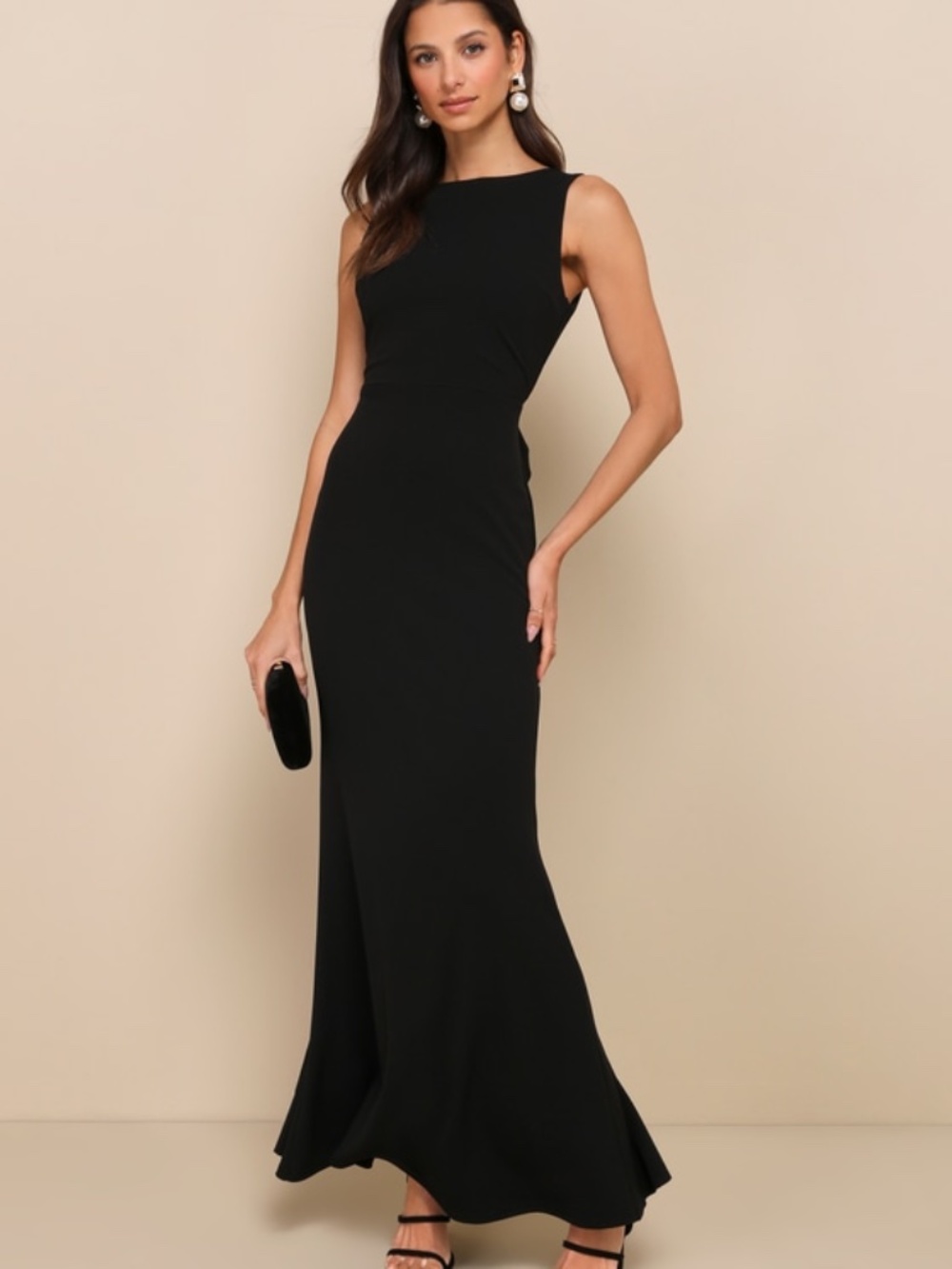 Lulus Exquisite Refinement Black Backless Bow Ruffled Maxi Dress - Size XL